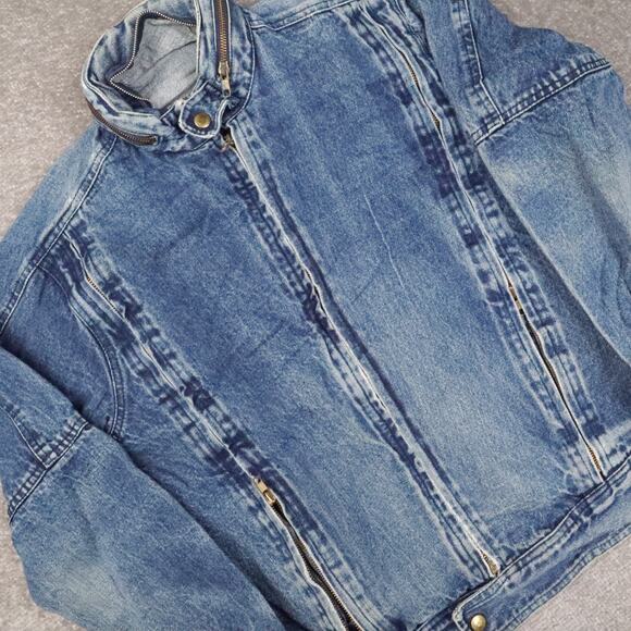 VTG 90s Nino Cerruti Medium Wash Small Blue Denim Long Sleeve Jean Jacket - Picture 9 of 10